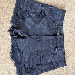 American Eagle Outfitters Frayed Black Jean Shorts